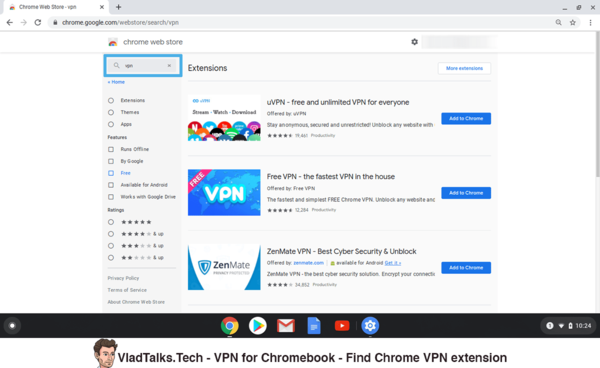 How to use a VPN for Chromebook. Do you need a spellbook? 14 Find a Chrome VPN extension in webstore - Chromebook VPN