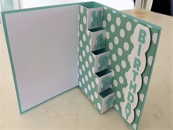 Finished inside of Step Card with Happy Birthday
