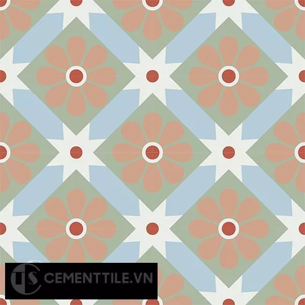 Gạch bông CTS 62.1(2-4-5-7-11) - 16 viên - Encaustic cement tile CTS 62.1(2-4-5-7-11)-16 tiles