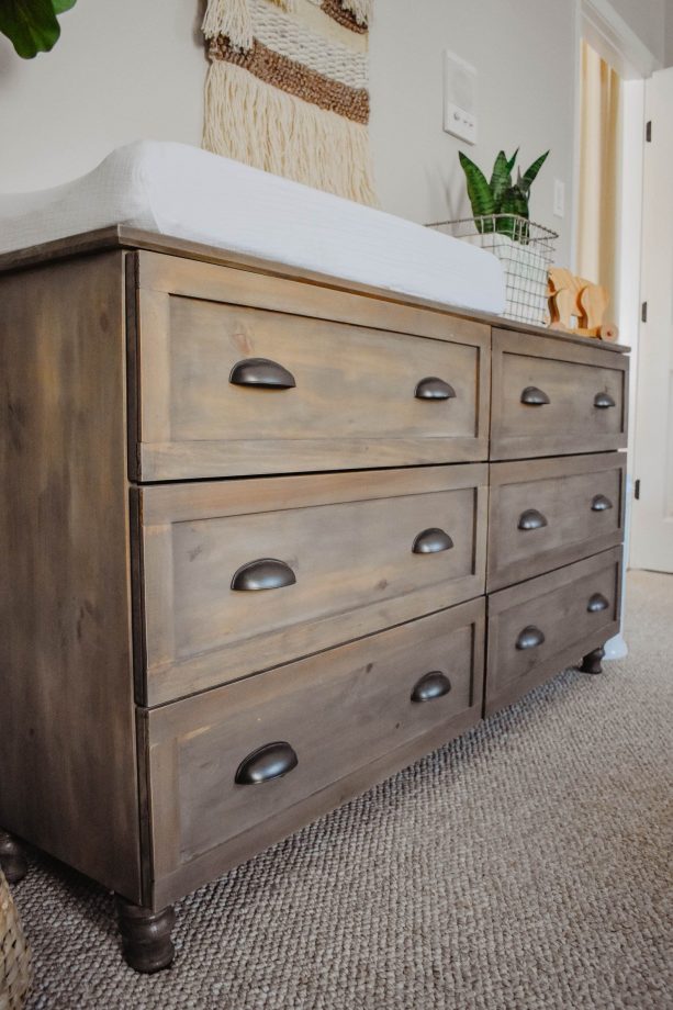 changing table with Rust-Oleum Weathered Gray and Driftwood combination