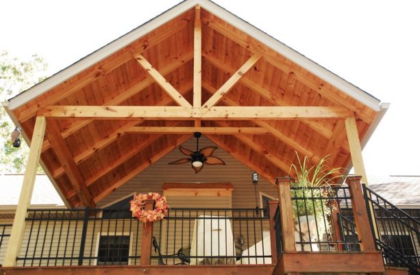 rustic pine T&G roof deck