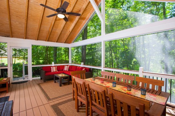 the use of tongue and groove roof deck in a screened porch