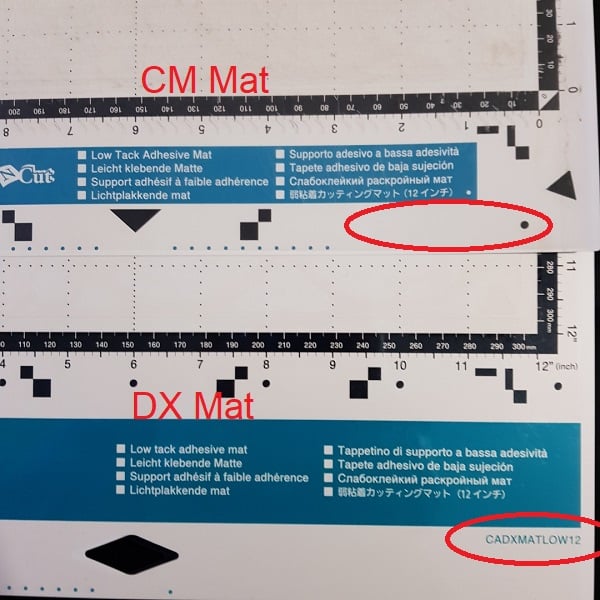 How to tell the difference between the Mat for a Scan N Cut DX or CM model