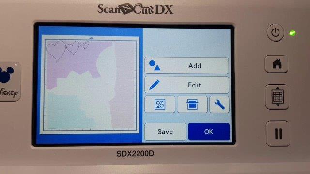 The design as it imports onto the Scan N Cut screen.