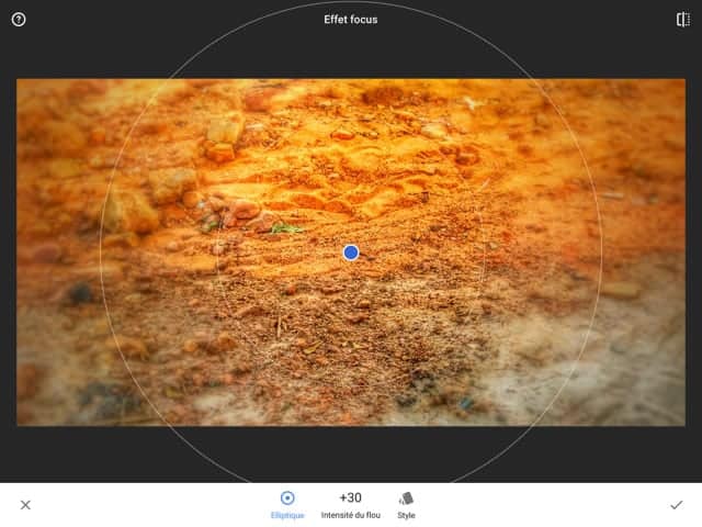 Snapseed 2.1, l’éditeur photo gratuit se fait peau neuve 3 Snapseed 2 : application de l'effet focus