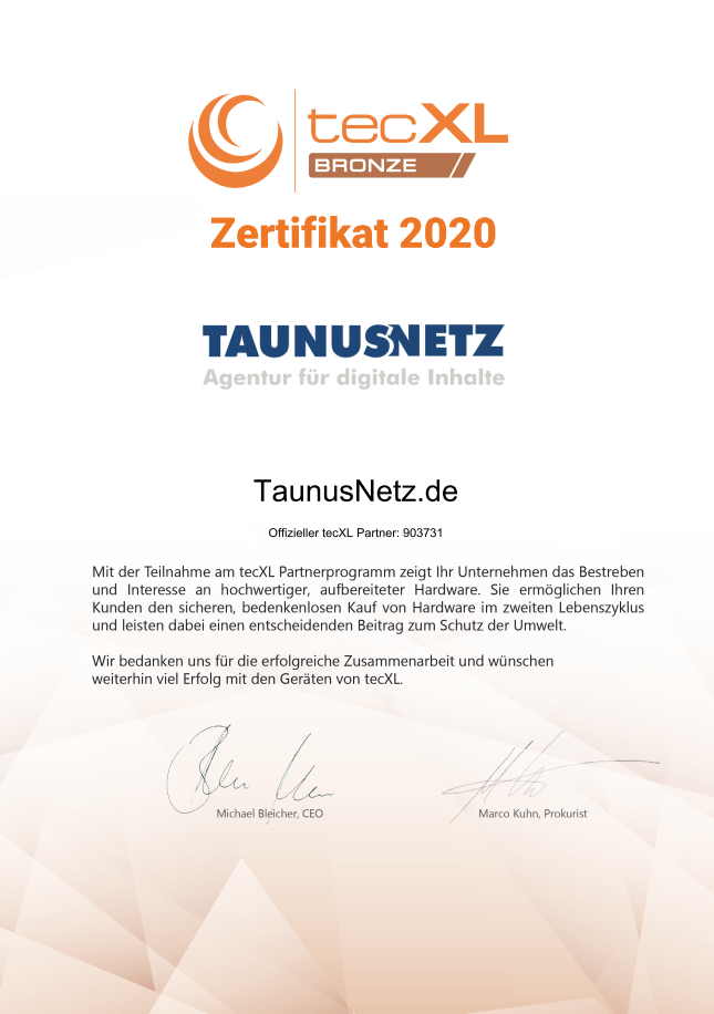 TaunusNetz ist tecXL Bronze Partner