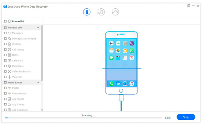 image showing software scanning iPhone