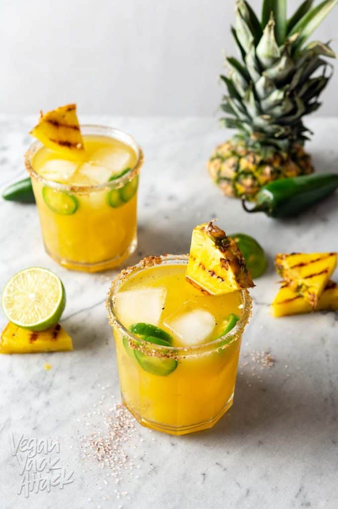 These Charred Pineapple Jalapeño Margaritas are better than any of their predecessors and unique in their own way! Try out this recipe to cool down, while also bringing the heat. #cocktails #margaritas #pineapple #recipe #jalapeno