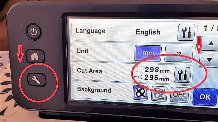 Cut area selected on your Scan N Cut