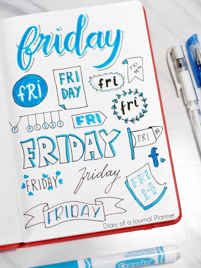 Bullet journal header font