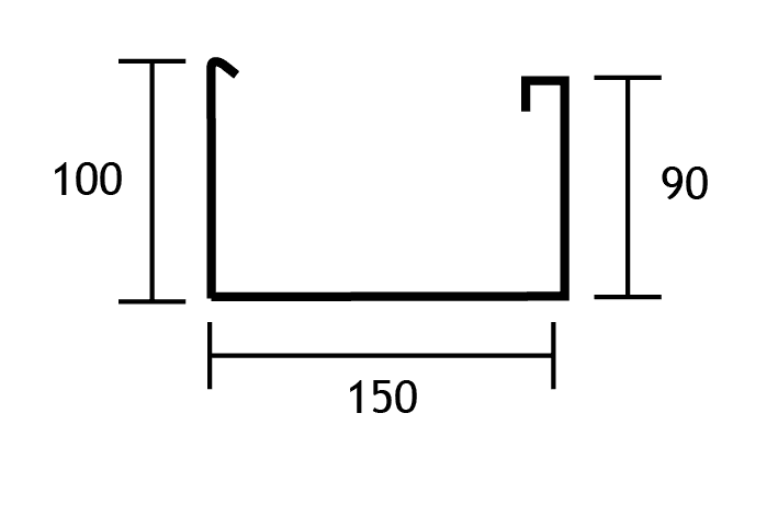 Low Front Commercial Eaves Gutter Diagram and Measurements of Low Front Commercial Eaves Gutter