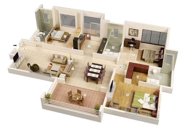Denah Rumah Minimalis 3 Kamar 1