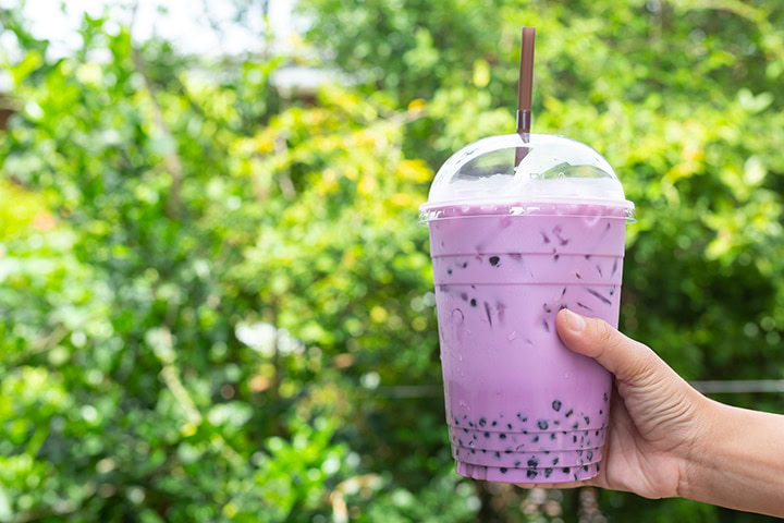 a cup of taro bubble tea a cup of taro bubble tea