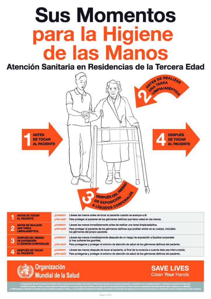 Guía de la OMS (Organización Mundial de la Salud) sobre higiene de manos en Atención Sanitaria en Residencias de la Tercera Edad y cuidado de personas mayores