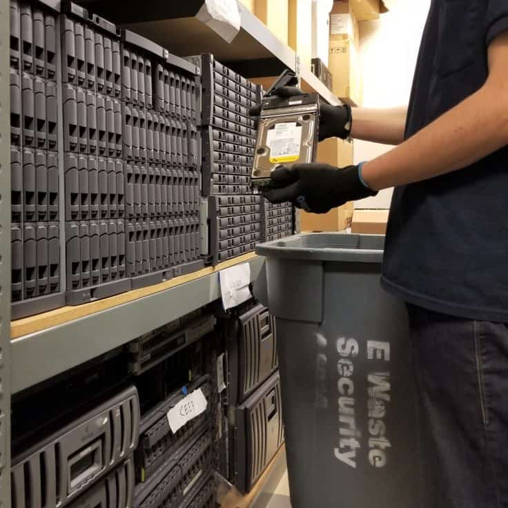 Pulling hard drives from storage units