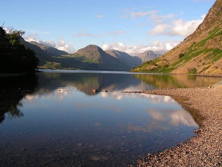 A tranquil Wast Water in the western Lake District, England's deepest lake