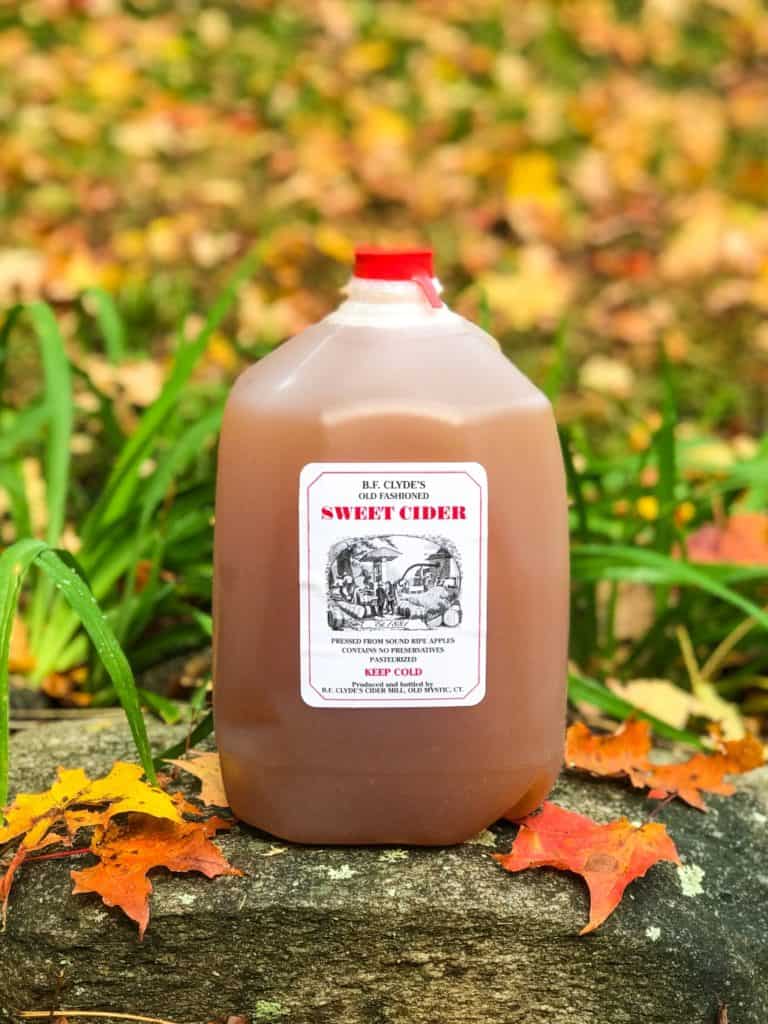 BF Clyde's apple cider - Visit BF Clyde's Cider Mill in Old Mystic, CT for the best apple cider and cider donuts anywhere! This 137-year-old steam powered cider mill (the oldest in the US) is a must if you're in Southestern CT in the fall. #clydescidermill #newengland #connecticut #mysticct #newenglandtravel #connecticuttravel #thingstodoinct #fallinct #fallinnewengland