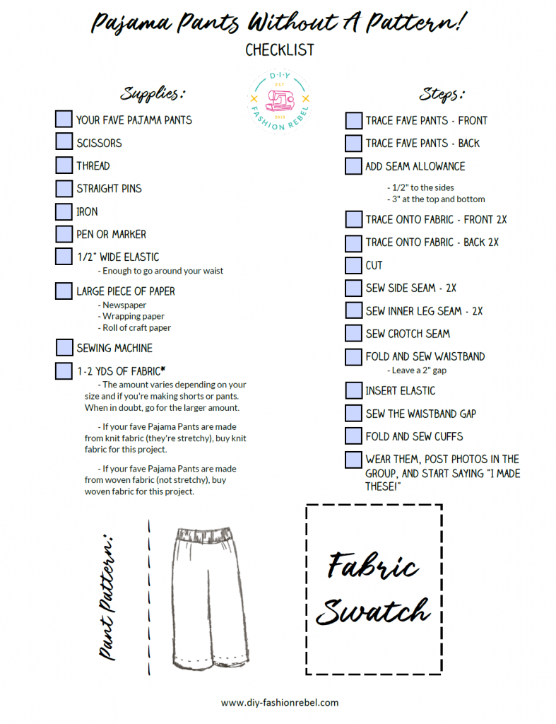 How To Steps for Sewing Pajama Pants and Shorts
