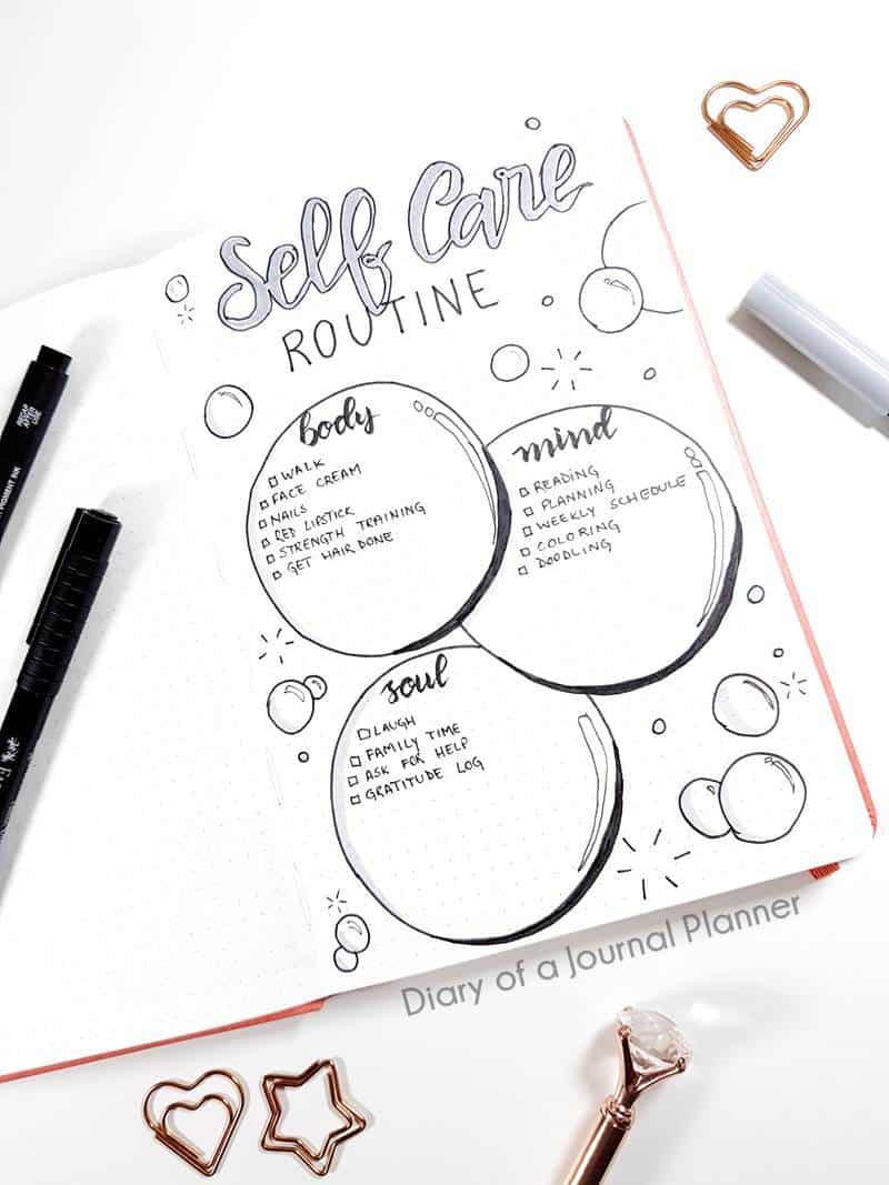 self care bujo spread