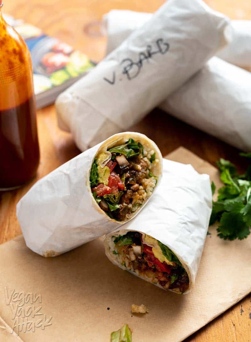 Burritos are one of my absolute favorite foods. So I’m pretty excited about this Street-Style Barbacoa Burrito recipe from 30 Minute Vegan Dinners by Megan Sadd! #vegan #plantbased