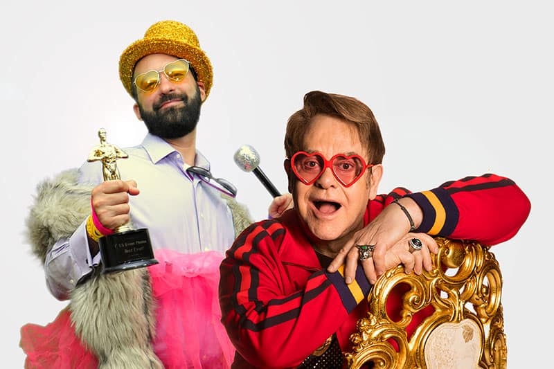 Dallas greenscreen photo booth with Elton John