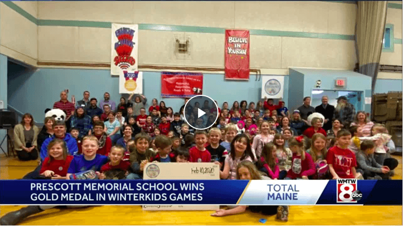 Winning Maine school of WinterKids 3rd annual winter games gets big surprise Prescott Winning Ceremony Winter Games 2020