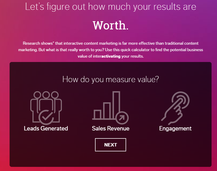 show value with a calculator to generate leads