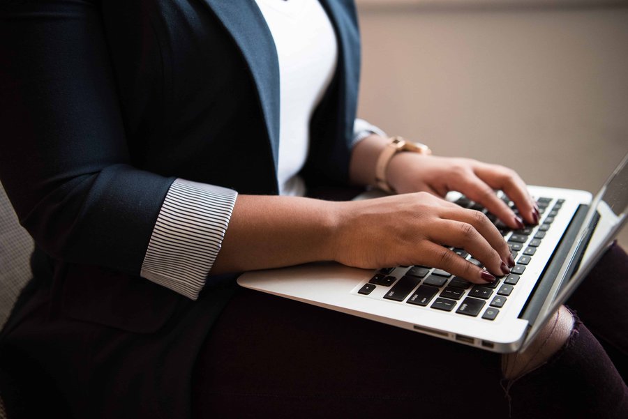 woman working transcription jobs