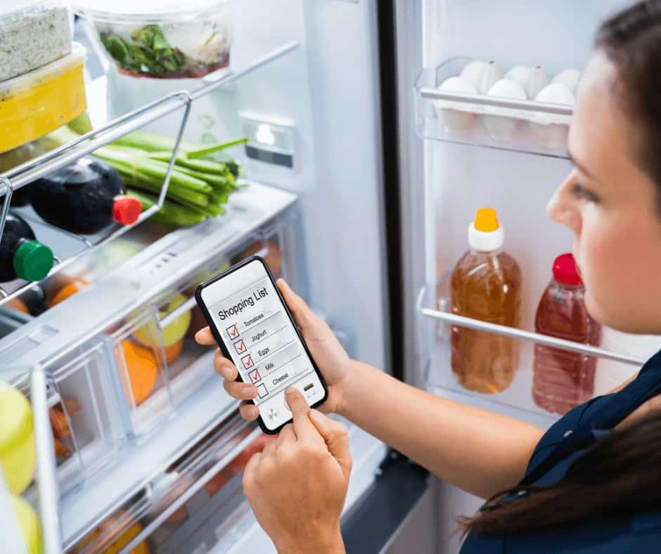 Woman using an app for food delivery