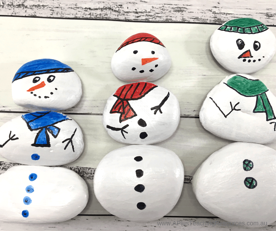 painted rock snowman