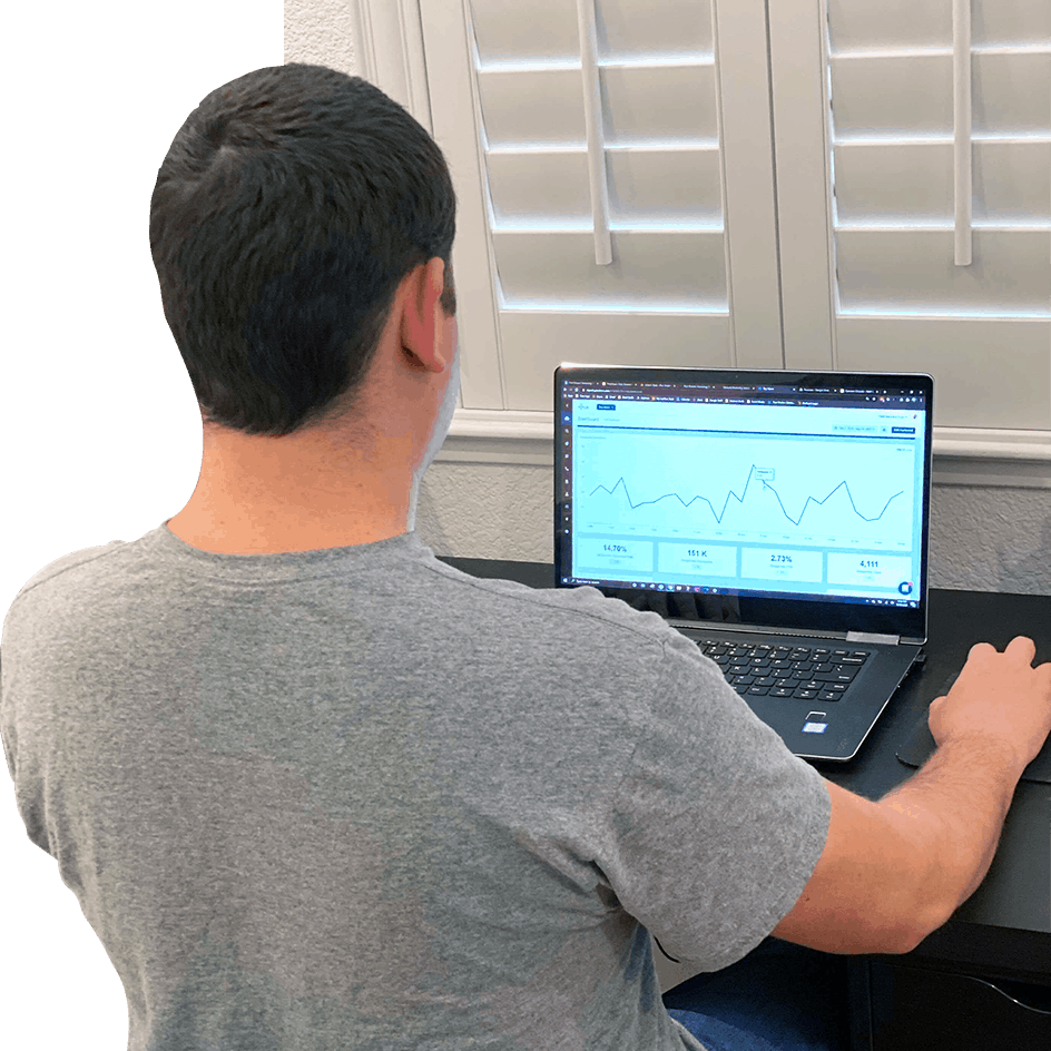 Post Modern Marketing 2 man reviewing google analytics in laptop