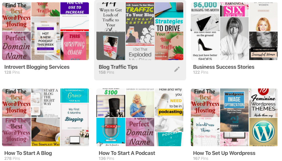 Relevant Pinterest Boards Example