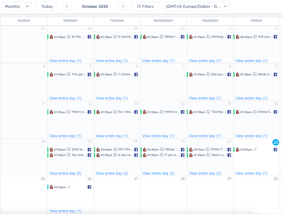 Agorapulse publishing calendar