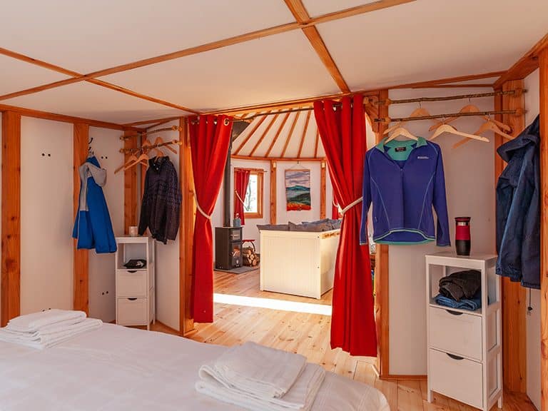 The view from the bedroom in the sustainable glamping roundhouse just outside the Lake District National Park