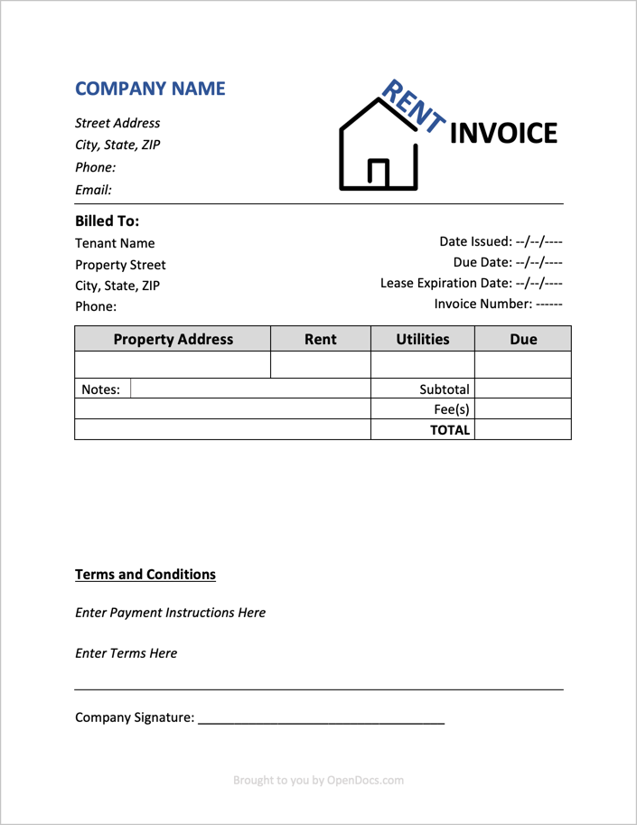 simple invoices format for renting equipment