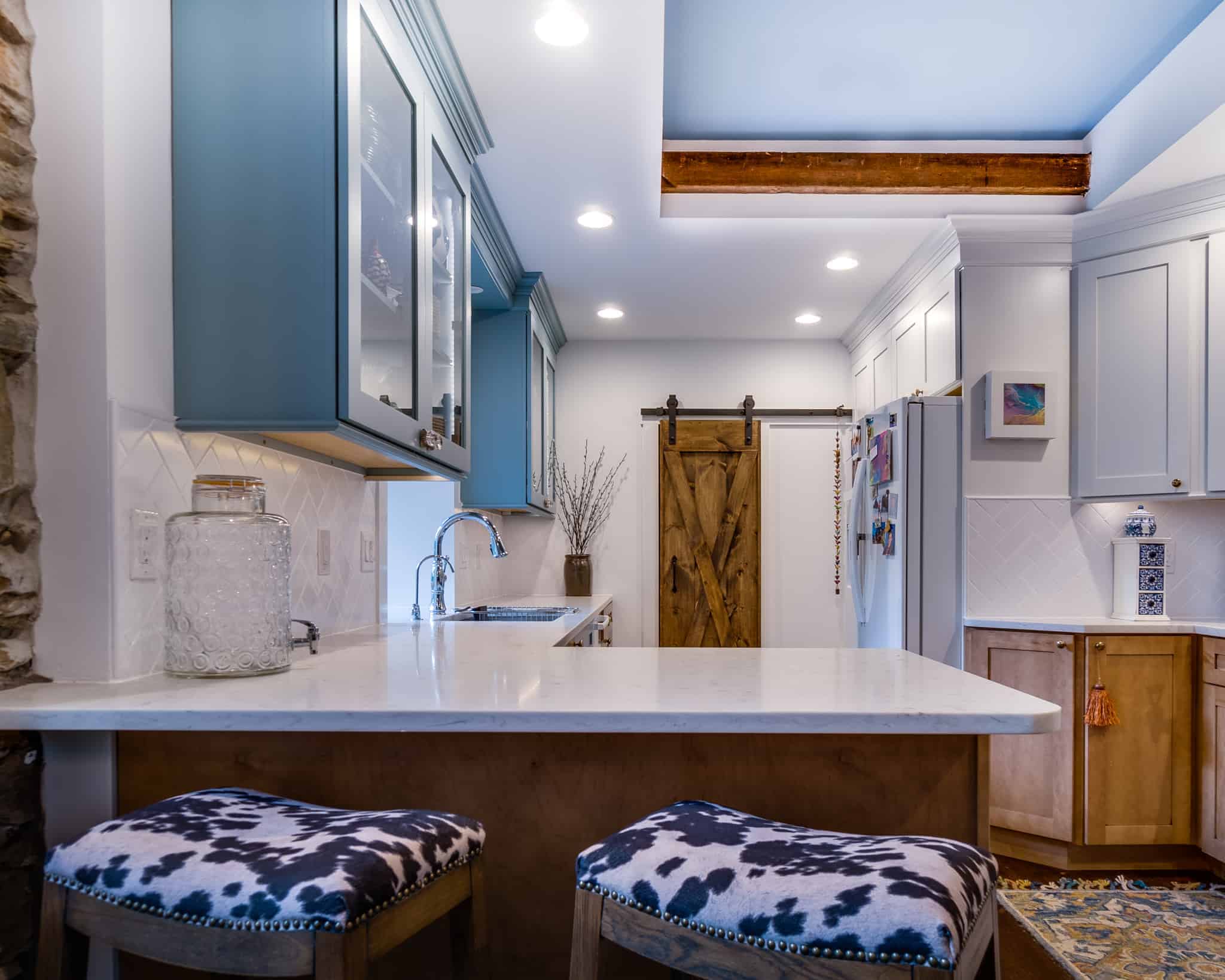 blue and white kitchen remodel in Bucks County pa