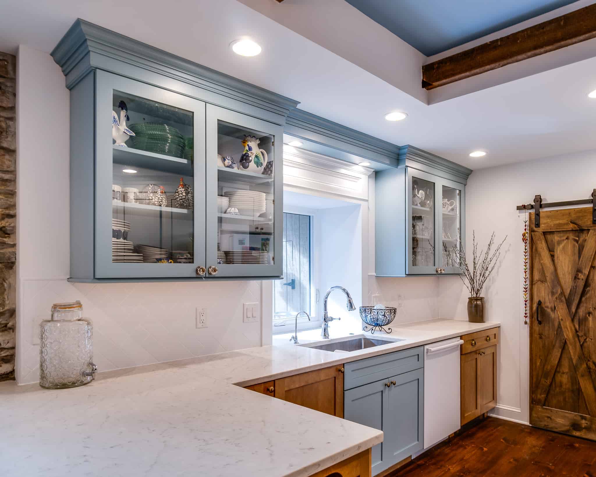 blue and white kitchen remodel in langhorne pa