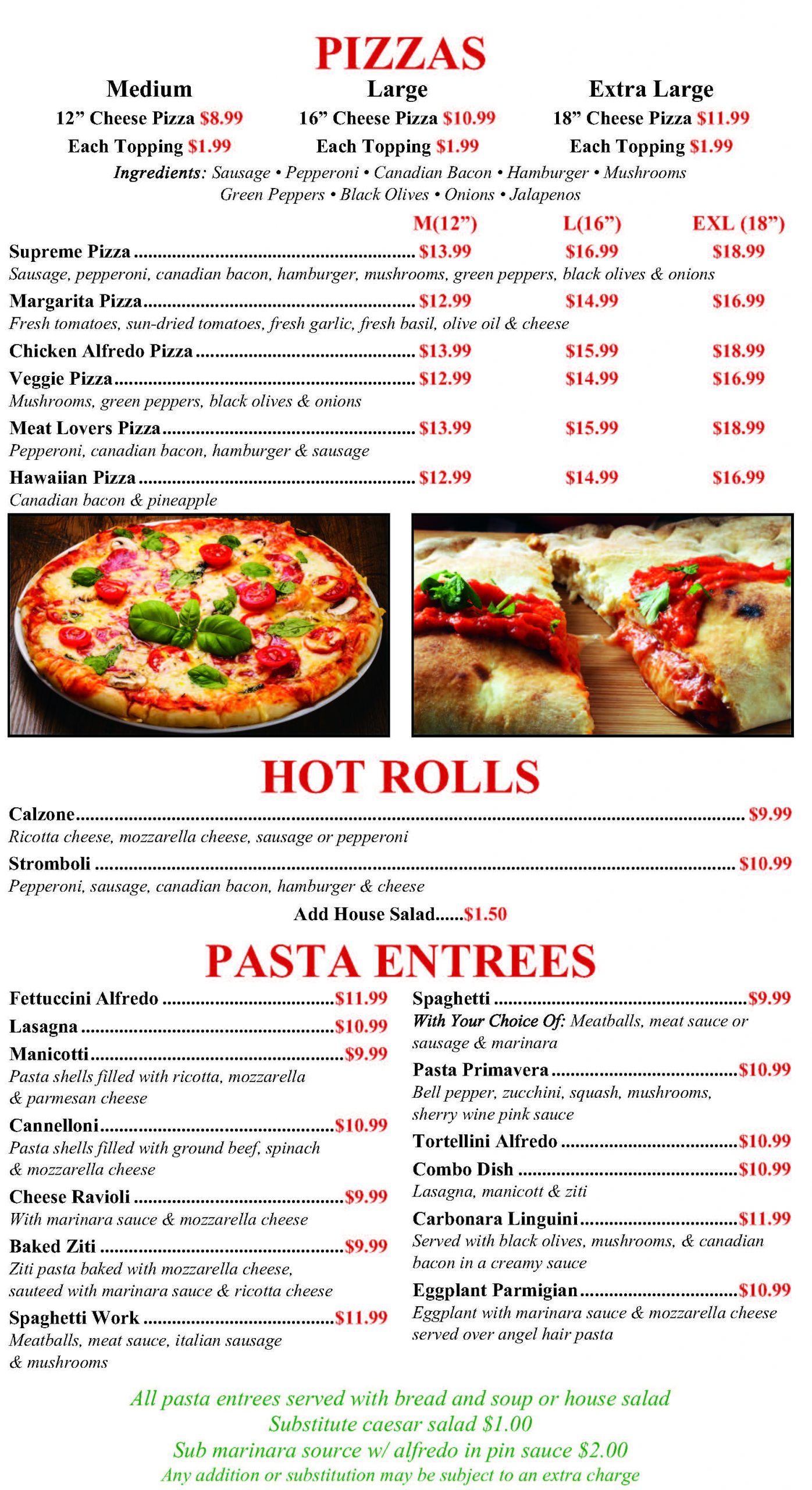 Menu Tuscany Italian Restaurant