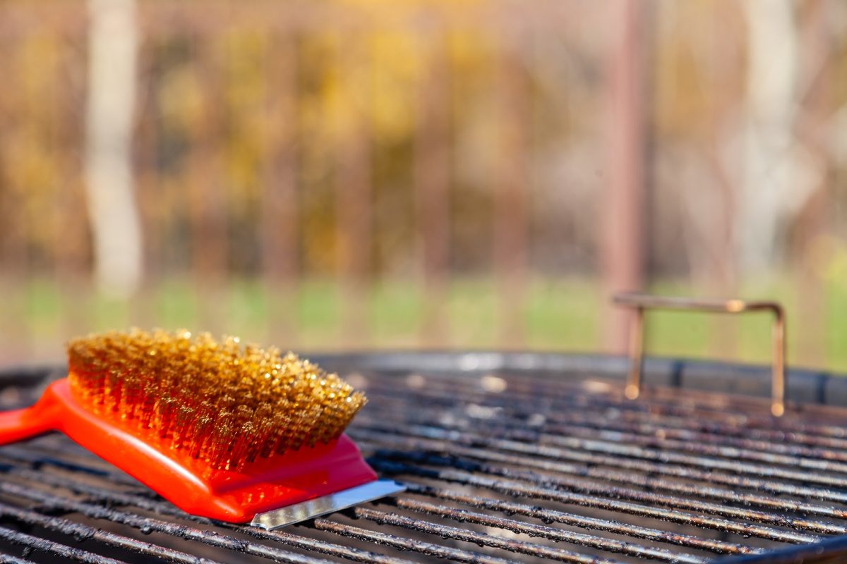 things you forget to clean-red scrub brush on outdoor grill