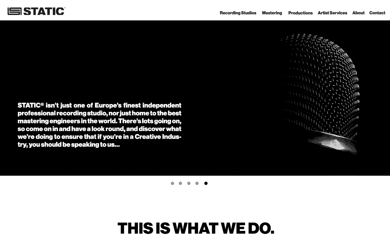 static studio website design