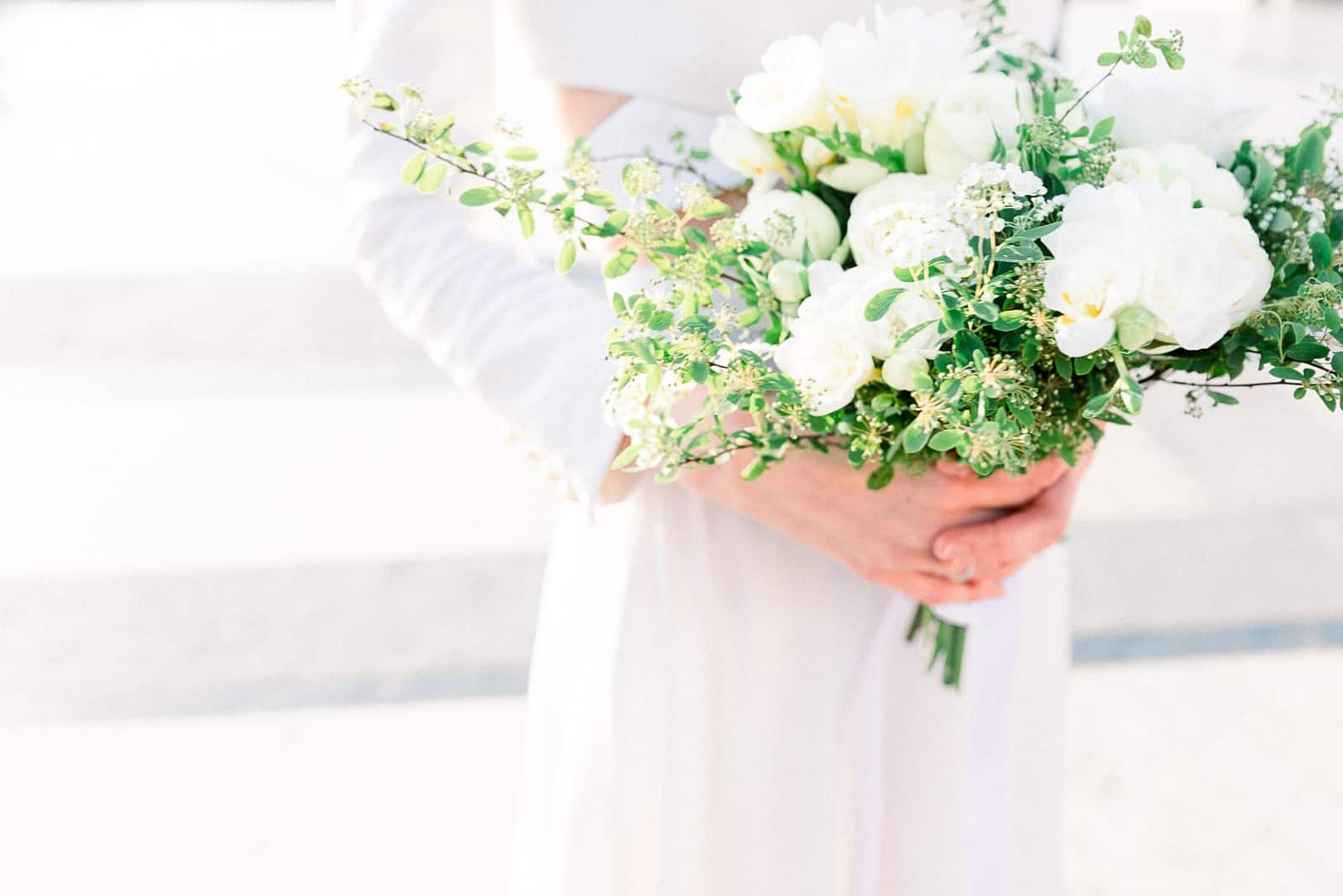 Bride in Paris, France wedding bouquet