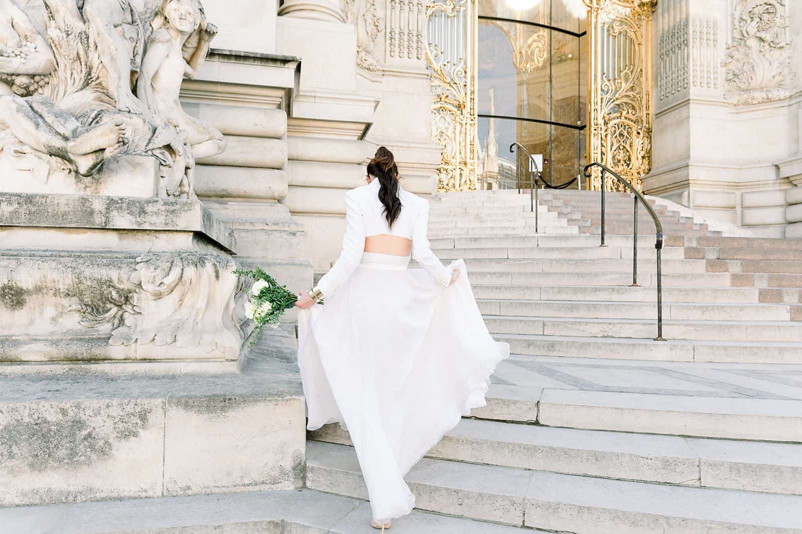 Modern high fashion bride in Paris, France
