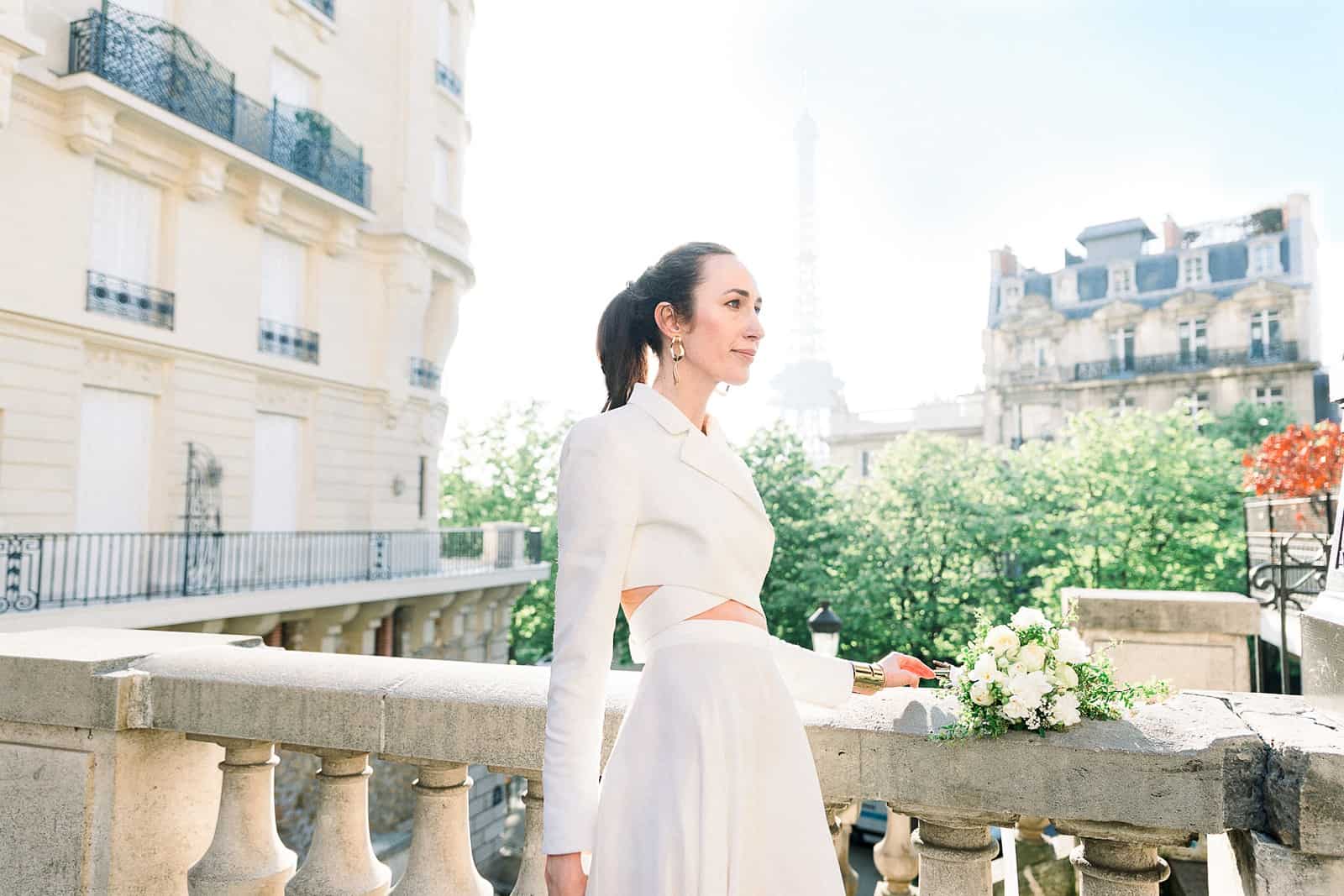 Modern high fashion bride in Paris, France
