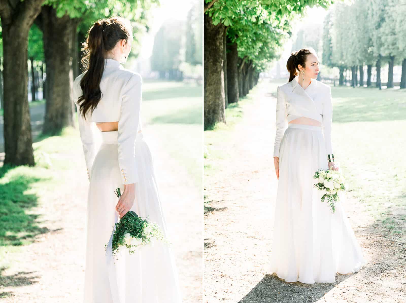 Modern high fashion bride in Paris, France