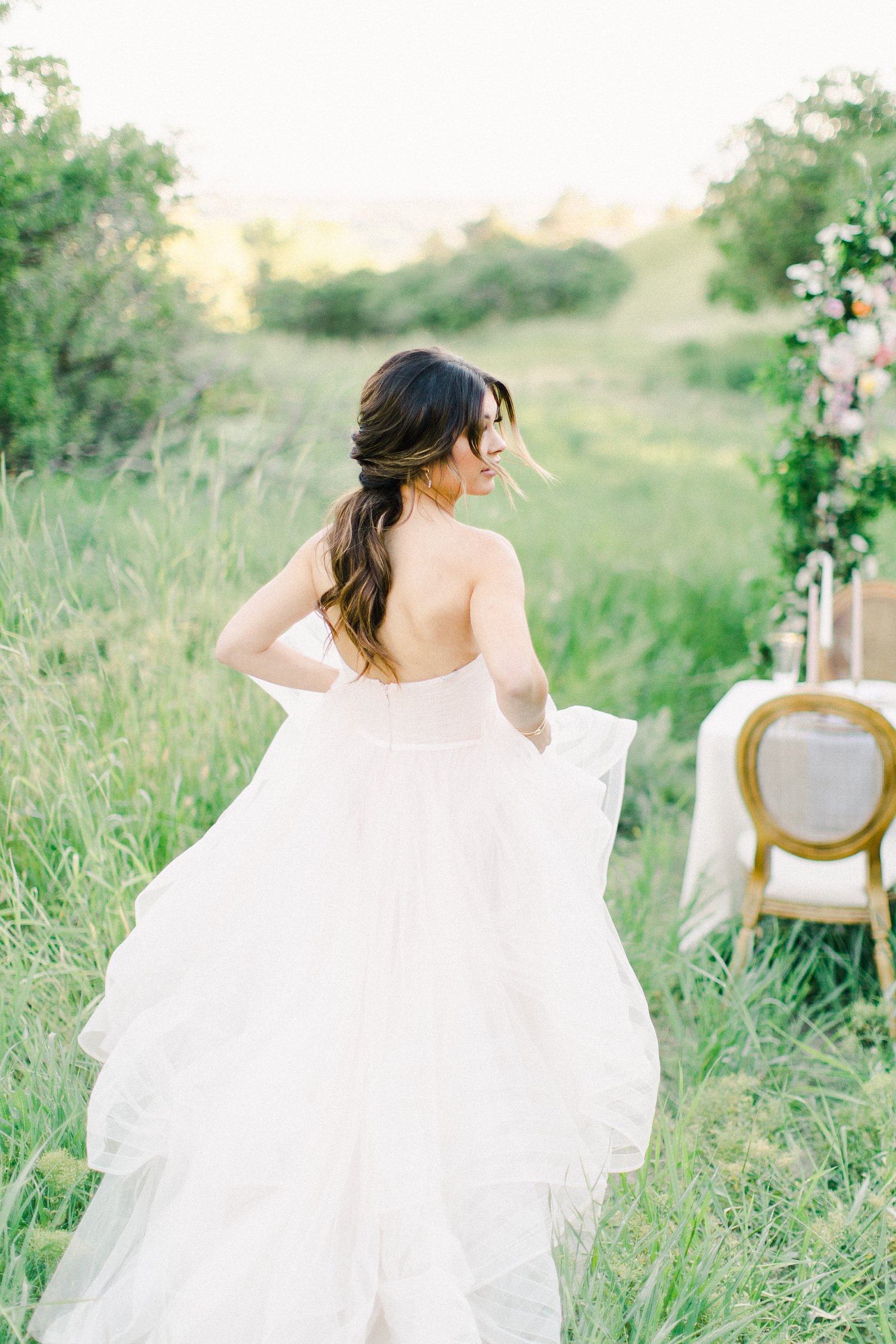 Outdoor Spring Secret Garden Wedding, Provo Utah Film Wedding Photography, bride in ball gown with full tulle skirt