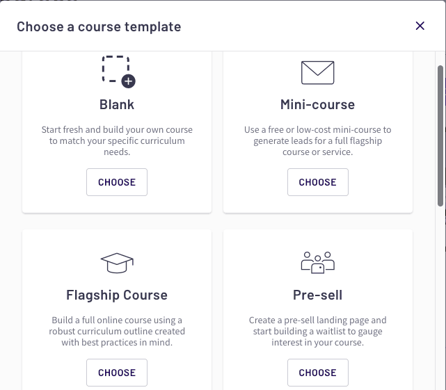 Thinkific course options - 1