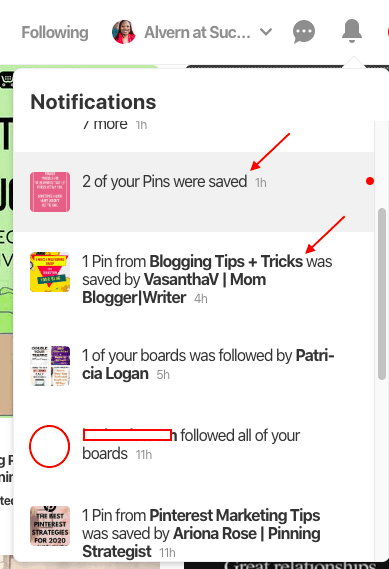 Pinterest notification - updated
