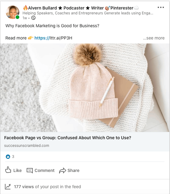Post with engagment - LinkedIn