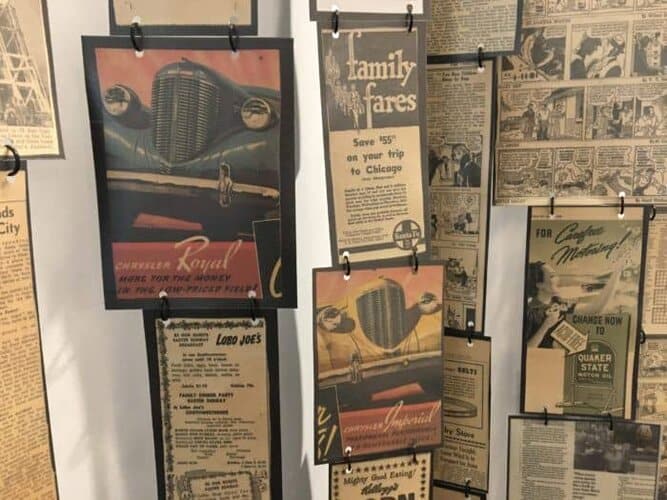 A mobile from old newspapers found during the el vado motel renovation
