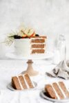 caramel apple cake with two slices on plates